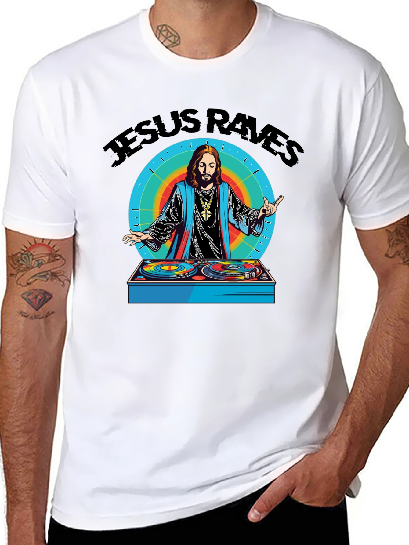 Jesus Raves Graphic Tee - Black Cotton T-Shirt