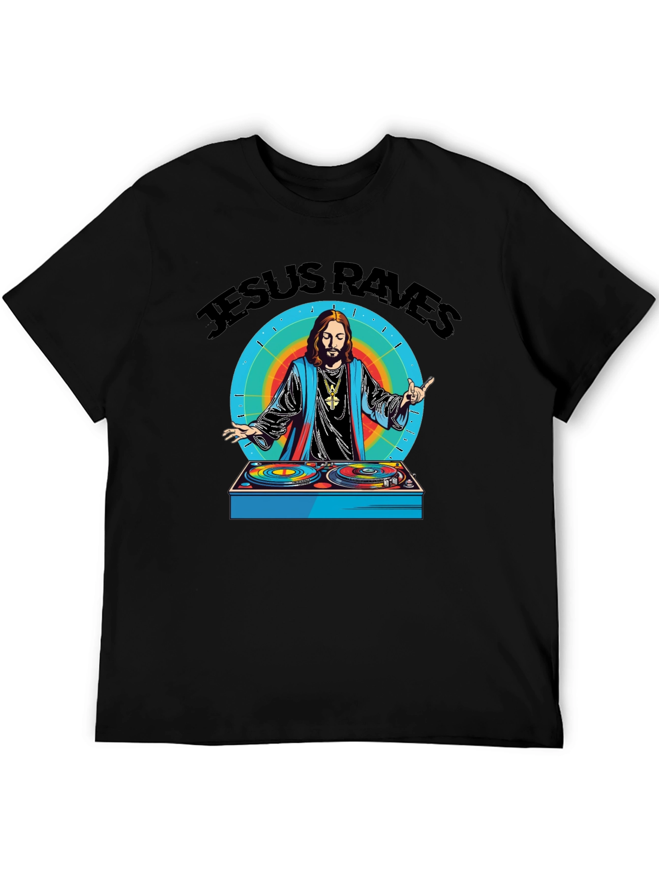 Jesus Raves Graphic Tee - Black Cotton T-Shirt