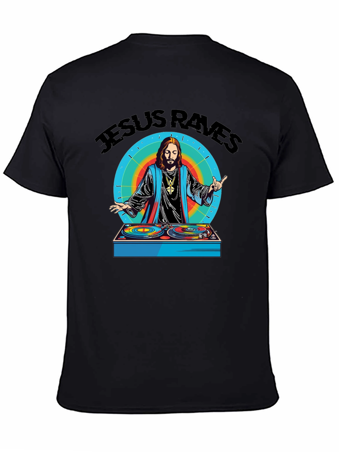 Jesus Raves Graphic Tee - Black Cotton T-Shirt