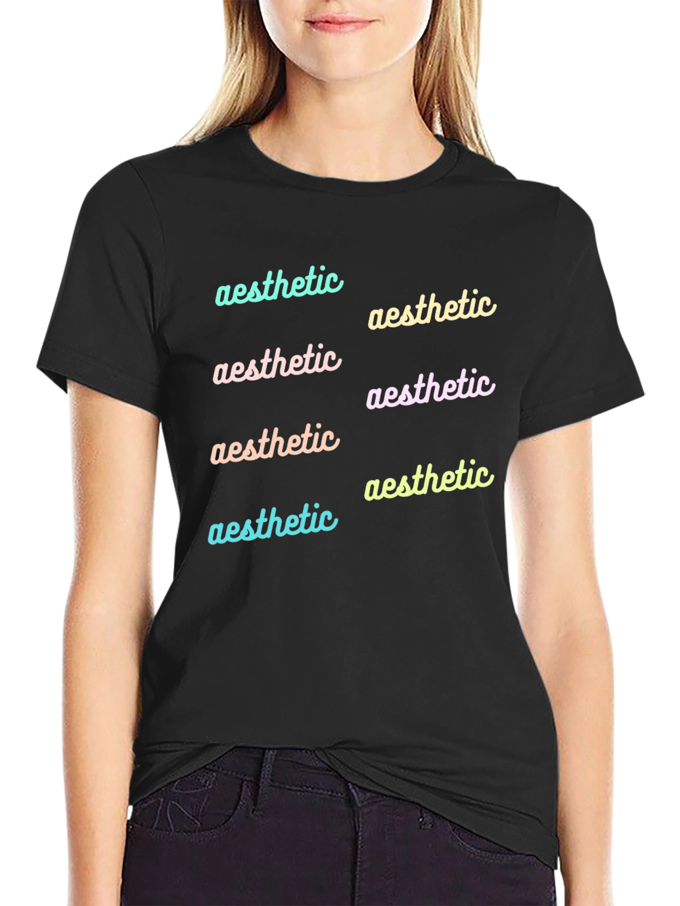 Aesthetic Typography Black T-Shirt