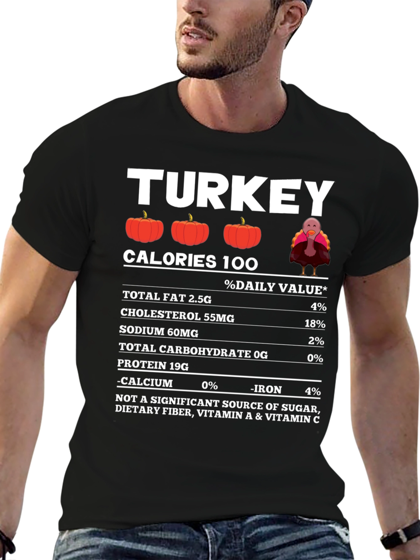 Funny Thanksgiving Turkey Nutrition Facts T-Shirt