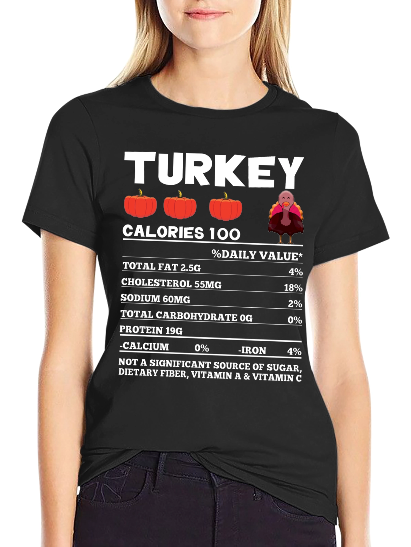Funny Thanksgiving Turkey Nutrition Facts T-Shirt