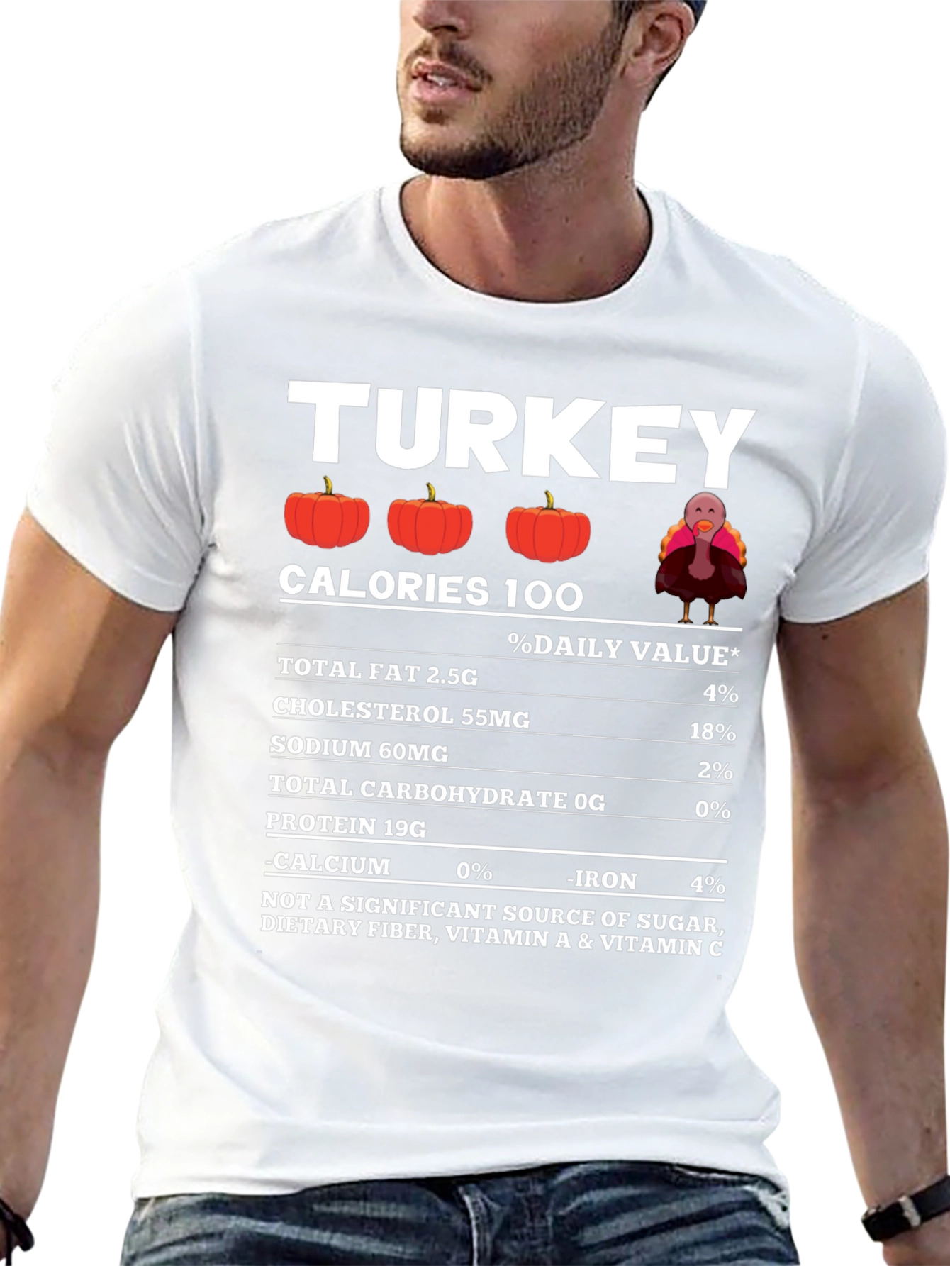 Funny Thanksgiving Turkey Nutrition Facts T-Shirt