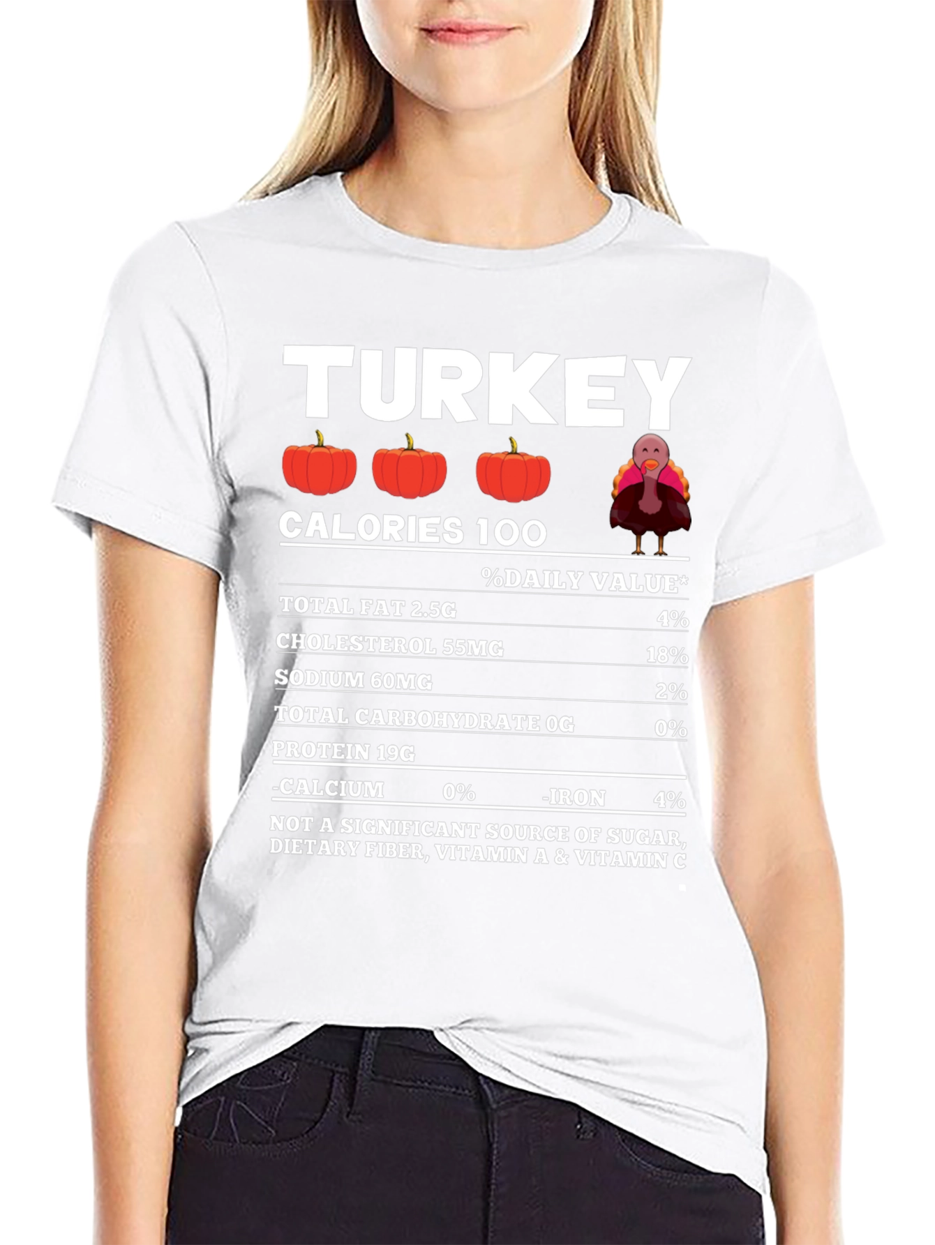 Funny Thanksgiving Turkey Nutrition Facts T-Shirt