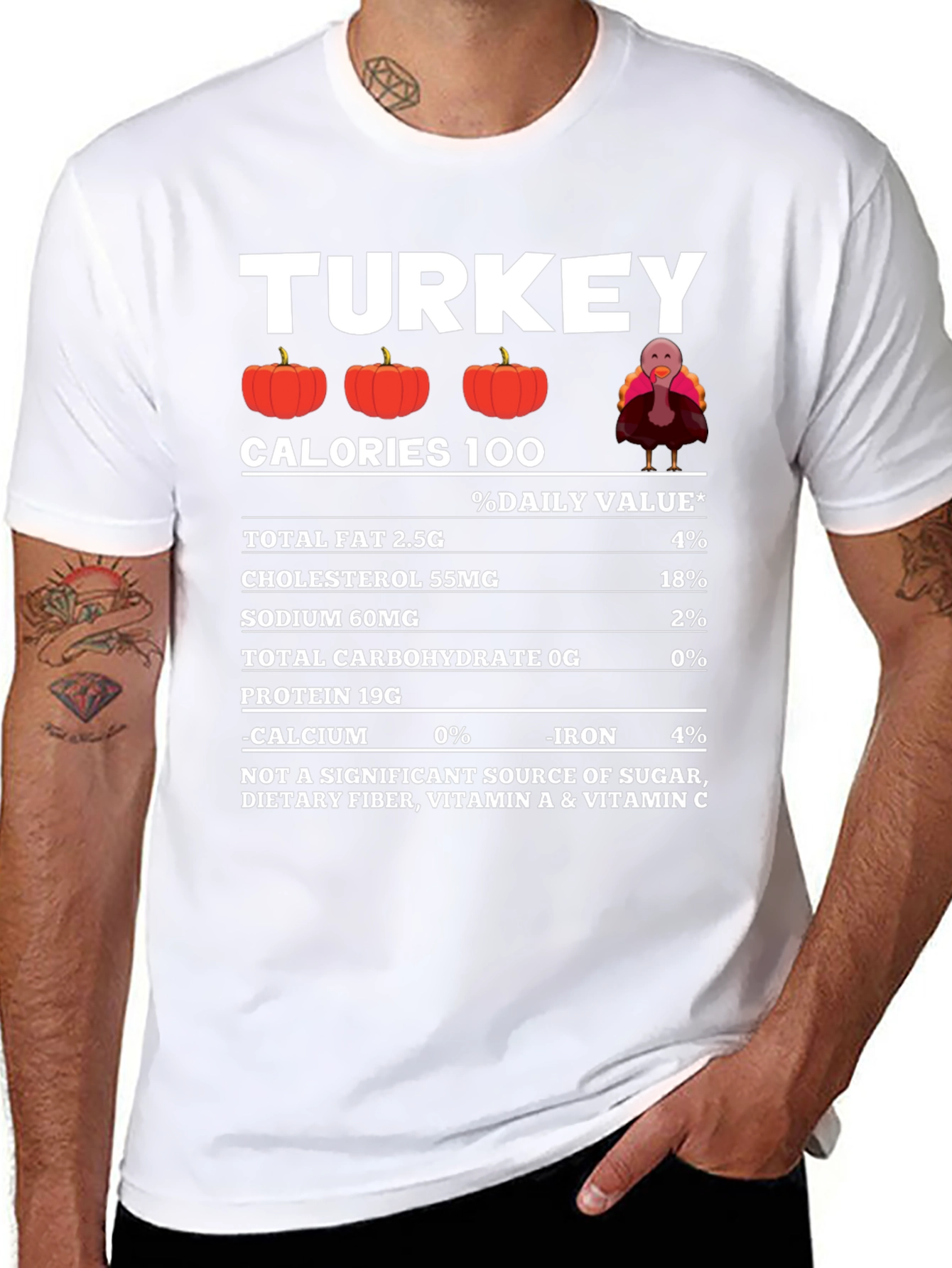 Funny Thanksgiving Turkey Nutrition Facts T-Shirt