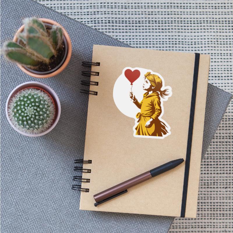 Girl with heart Balloon: Close-Up Embrace