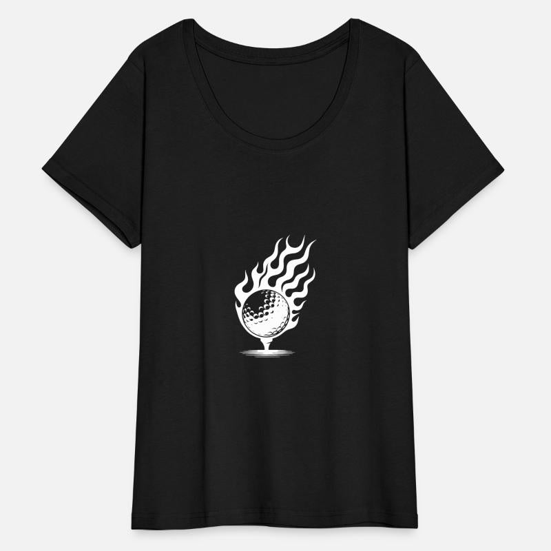 Golf Ball On Tee Burning Fire Flames Style