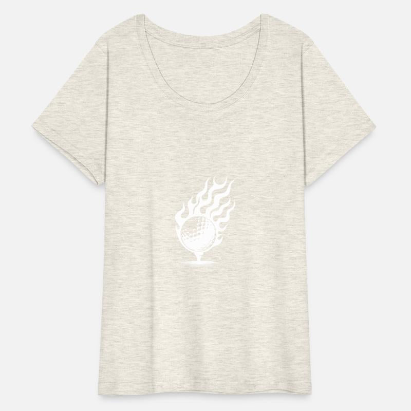 Golf Ball On Tee Burning Fire Flames Style