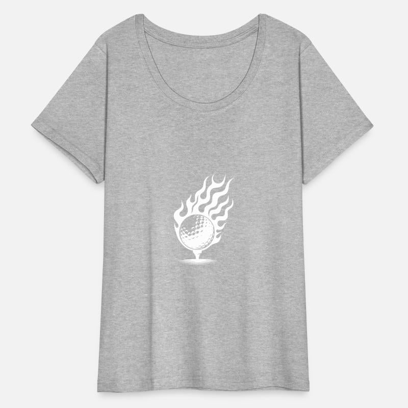 Golf Ball On Tee Burning Fire Flames Style