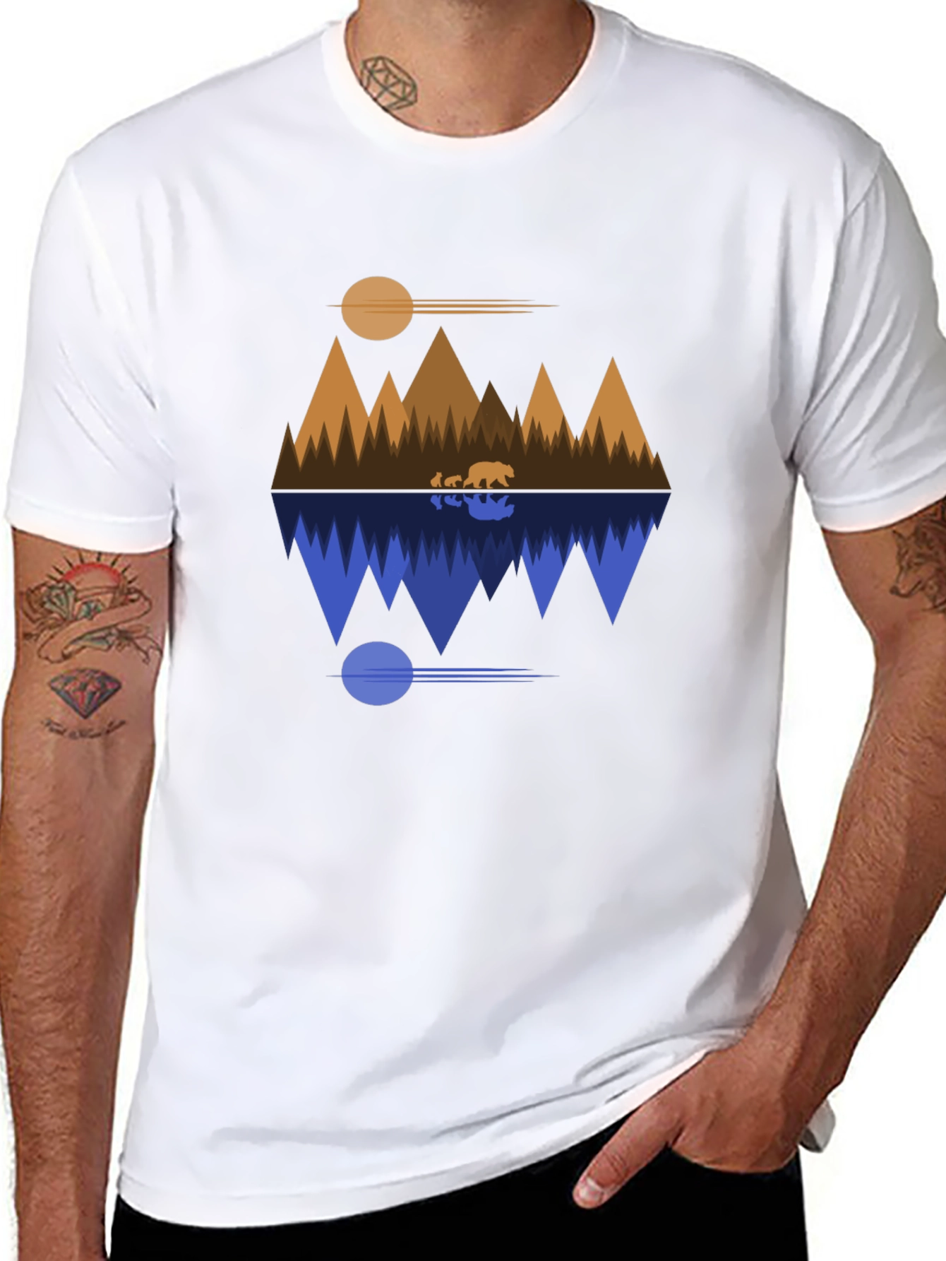 Geometric Bear Mountain Reflection T-Shirt