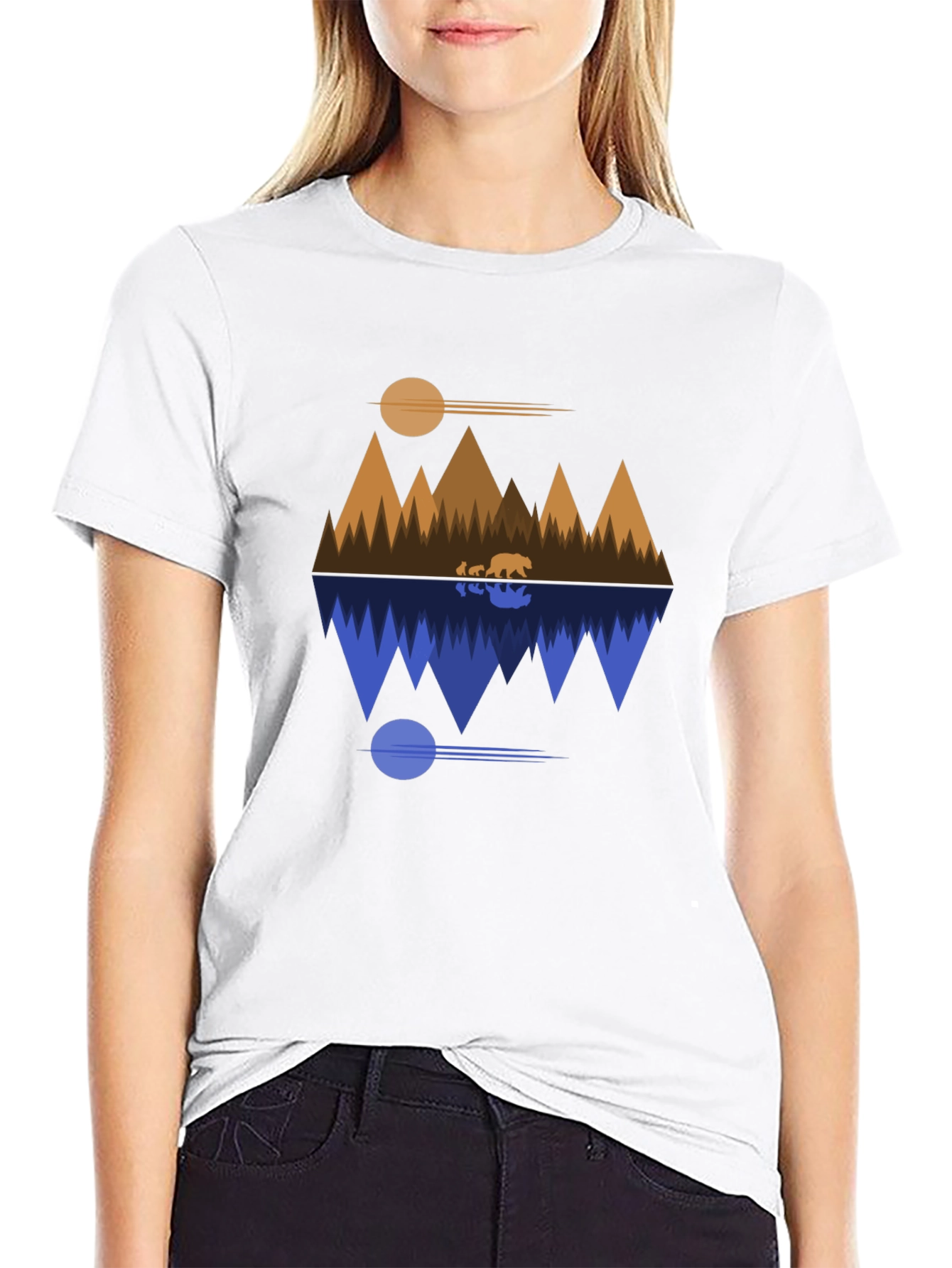 Geometric Bear Mountain Reflection T-Shirt