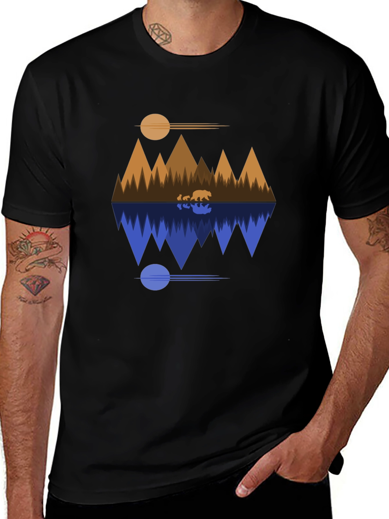 Geometric Bear Mountain Reflection T-Shirt