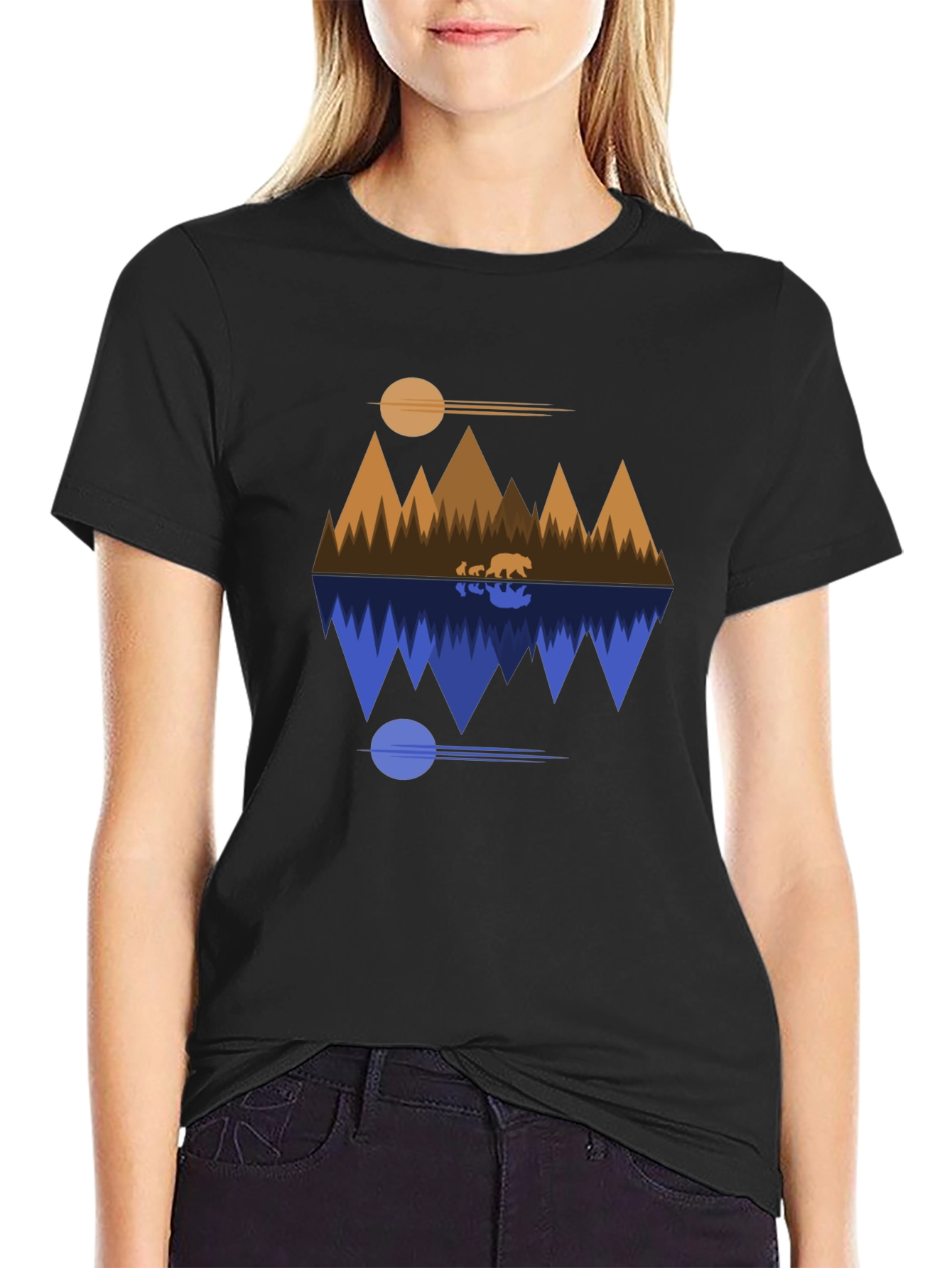 Geometric Bear Mountain Reflection T-Shirt