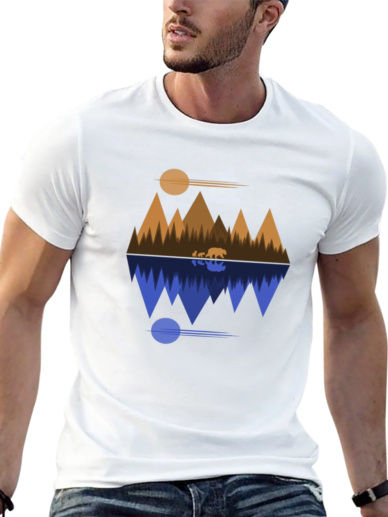 Geometric Bear Mountain Reflection T-Shirt