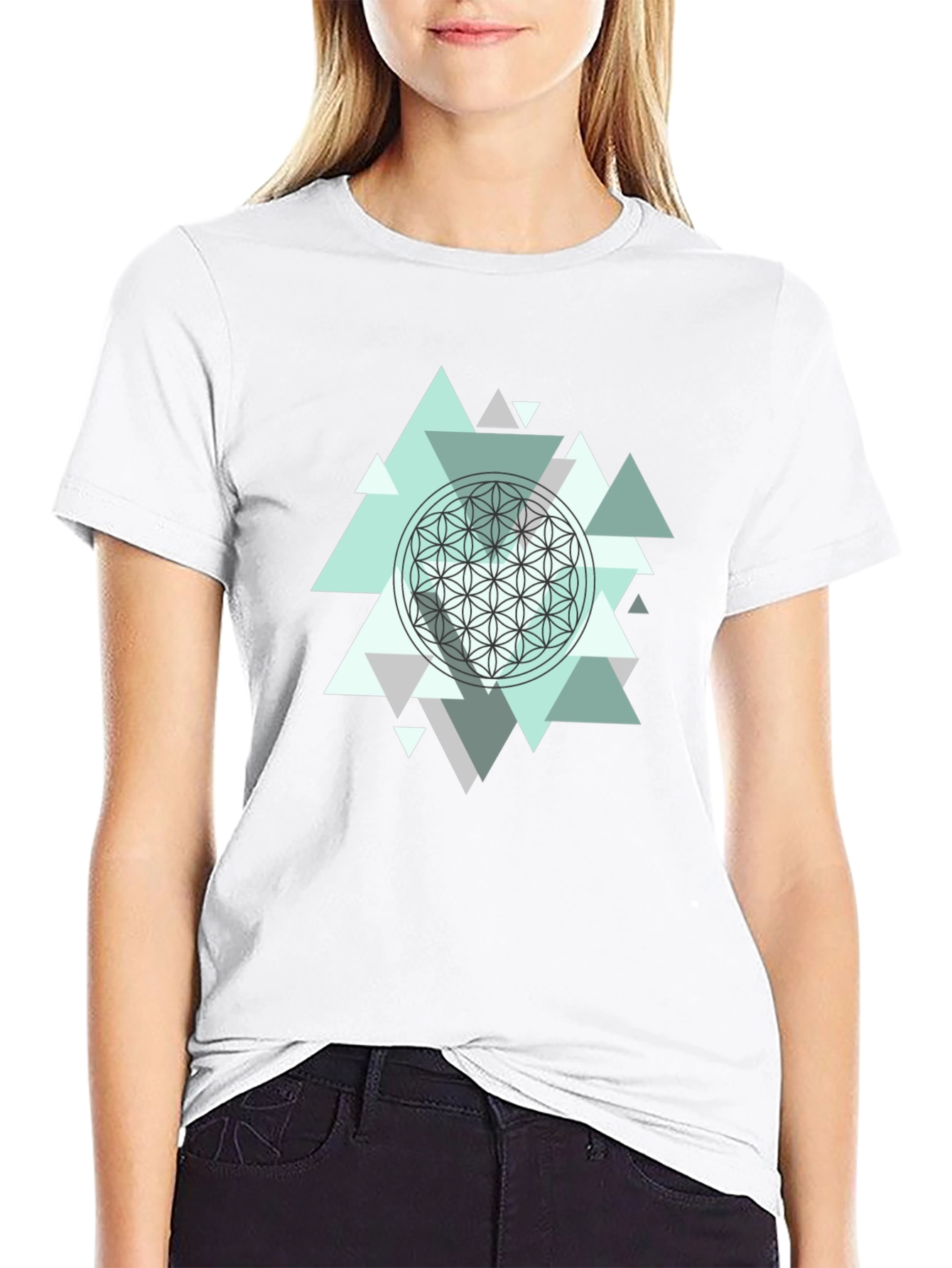 Geometric Flower of Life Mens T-Shirt