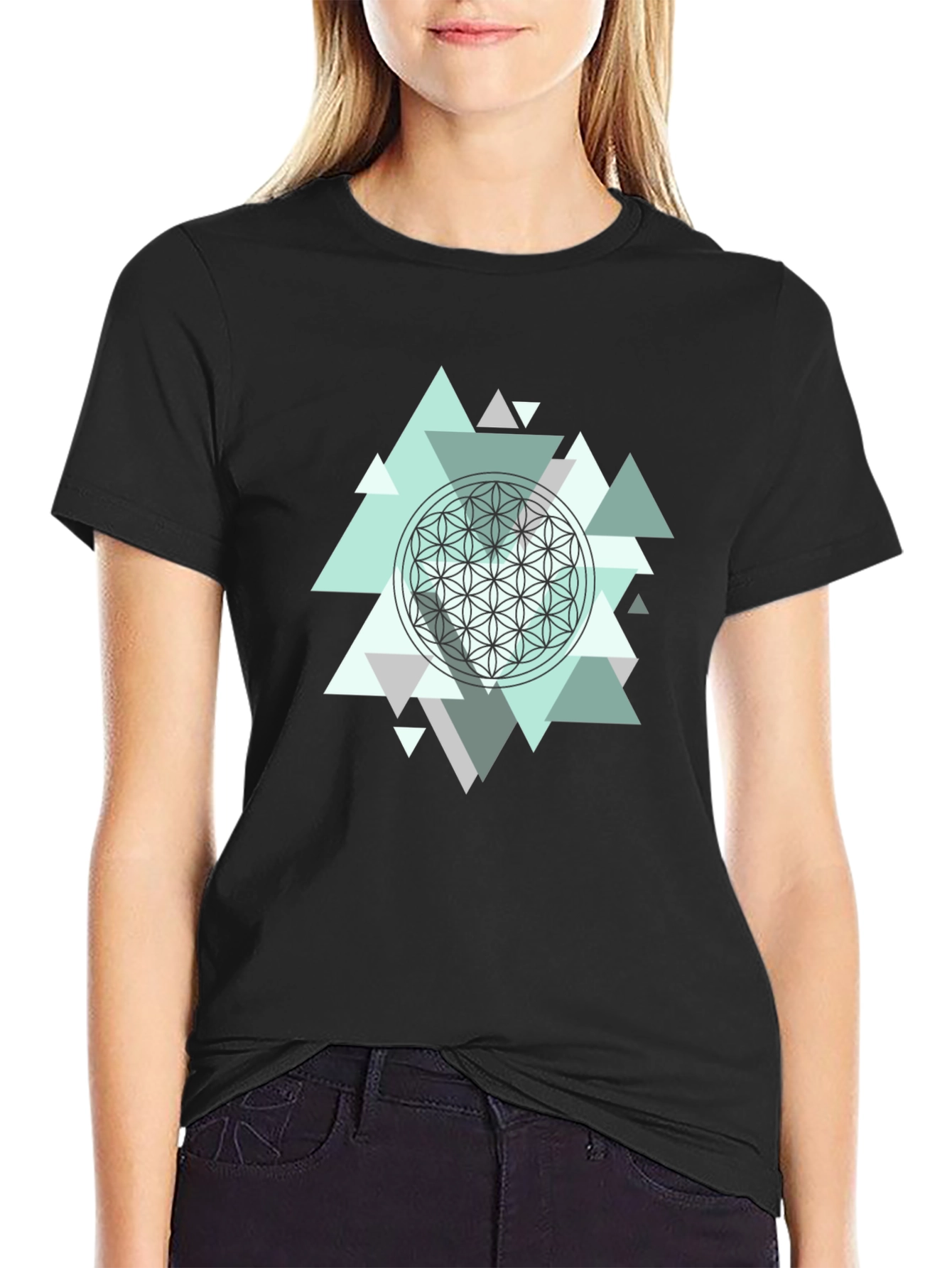 Geometric Flower of Life Mens T-Shirt