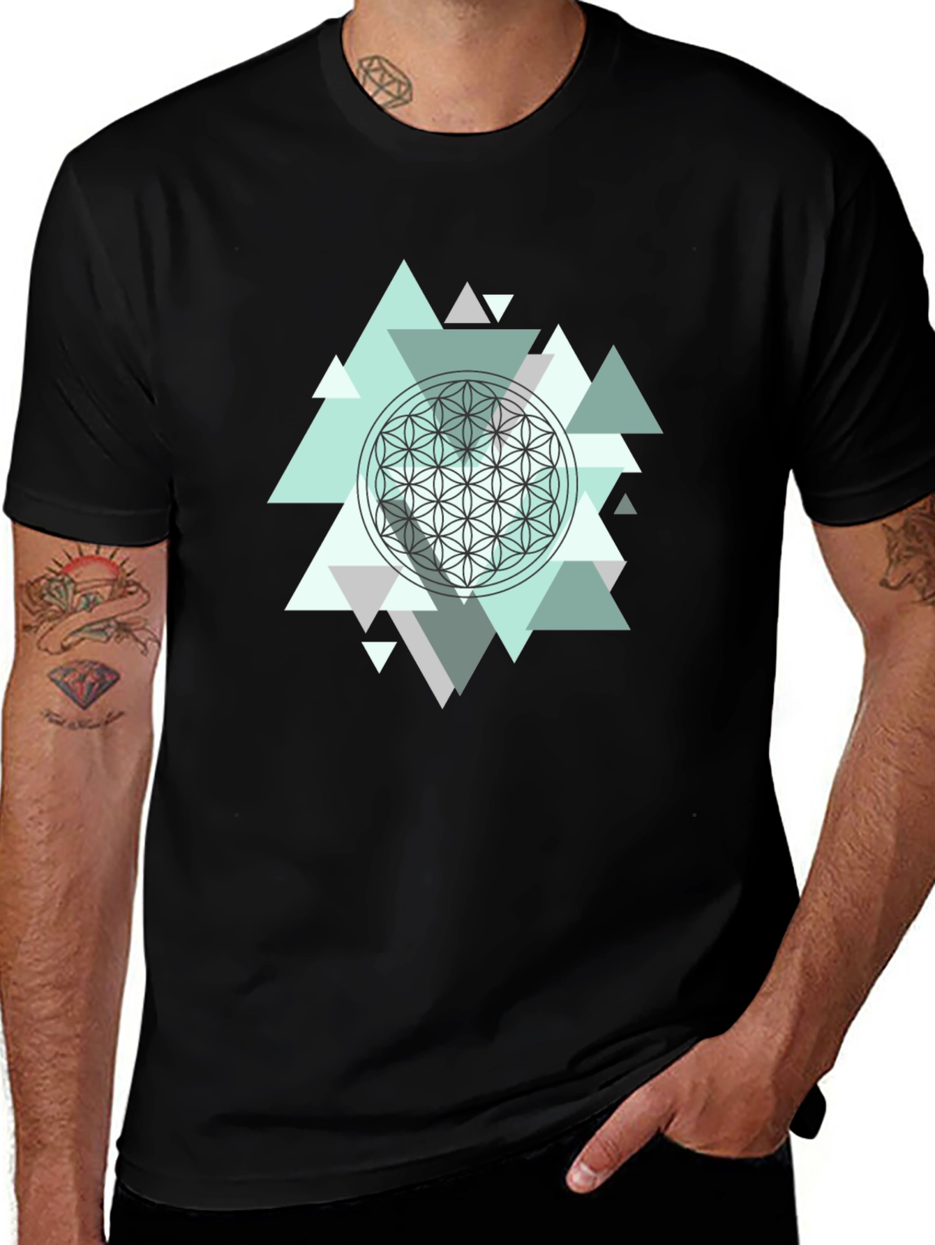 Geometric Flower of Life Mens T-Shirt