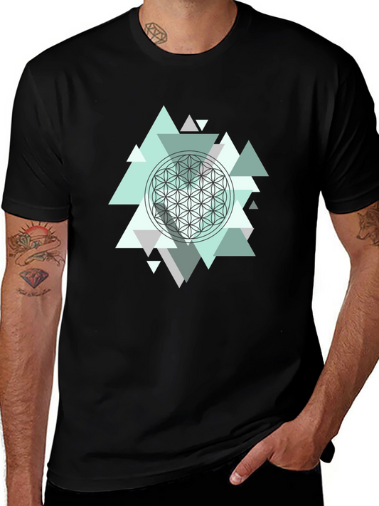Geometric Flower of Life Mens T-Shirt