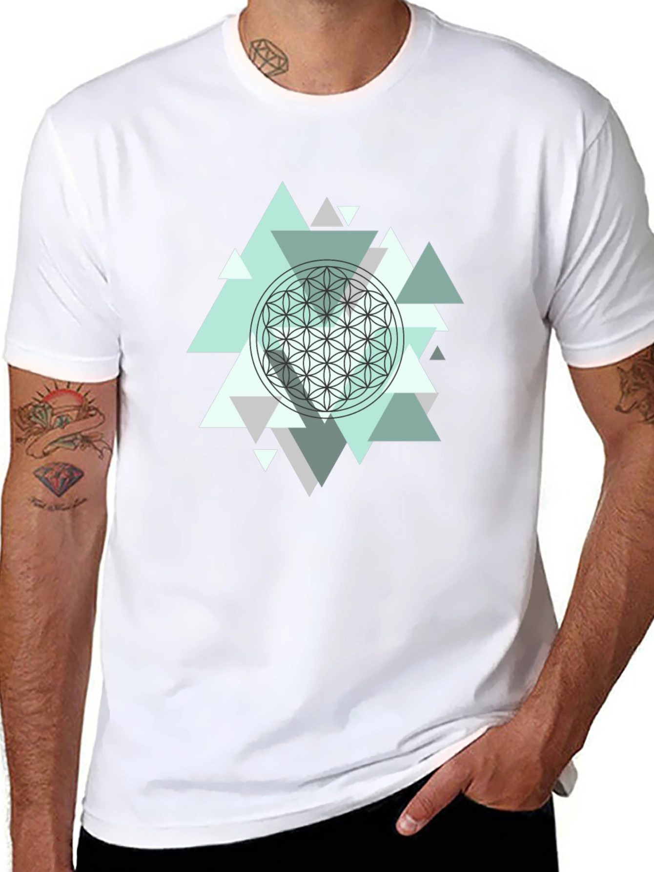 Geometric Flower of Life Mens T-Shirt