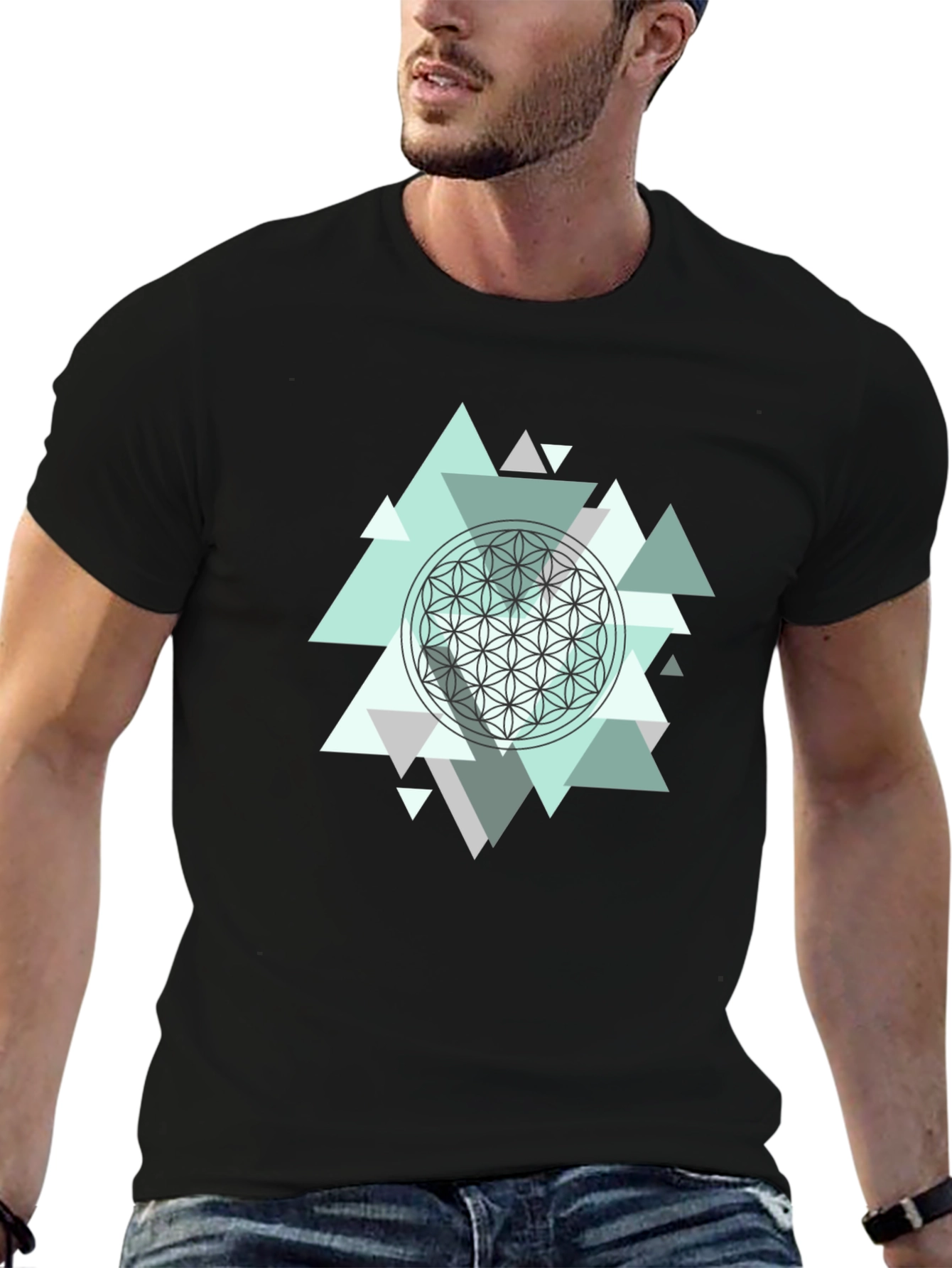 Geometric Flower of Life Mens T-Shirt