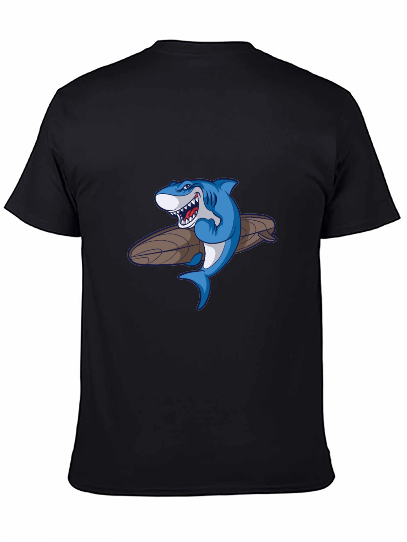 Shark Surfboard Graphic Tee - Casual Black T-Shirt