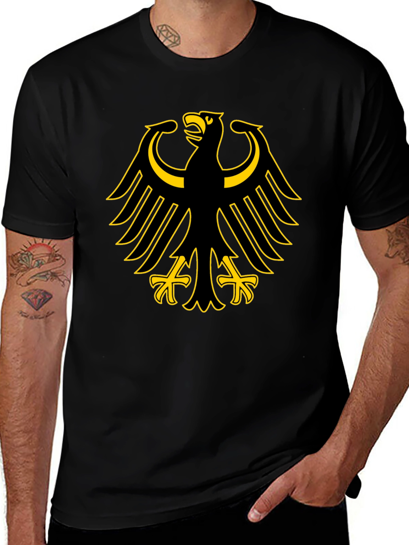 German Eagle Emblem T-Shirt - Black Cotton Tee