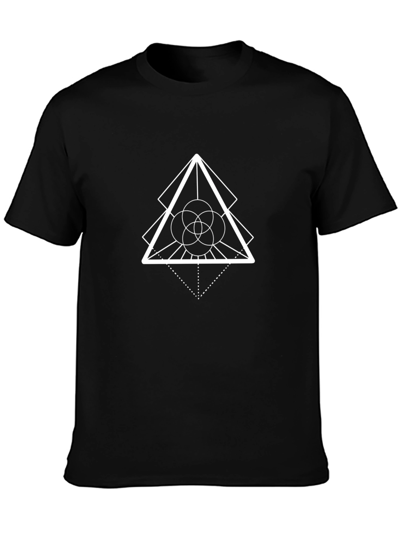 Geometric Triangle Graphic Black T-Shirt