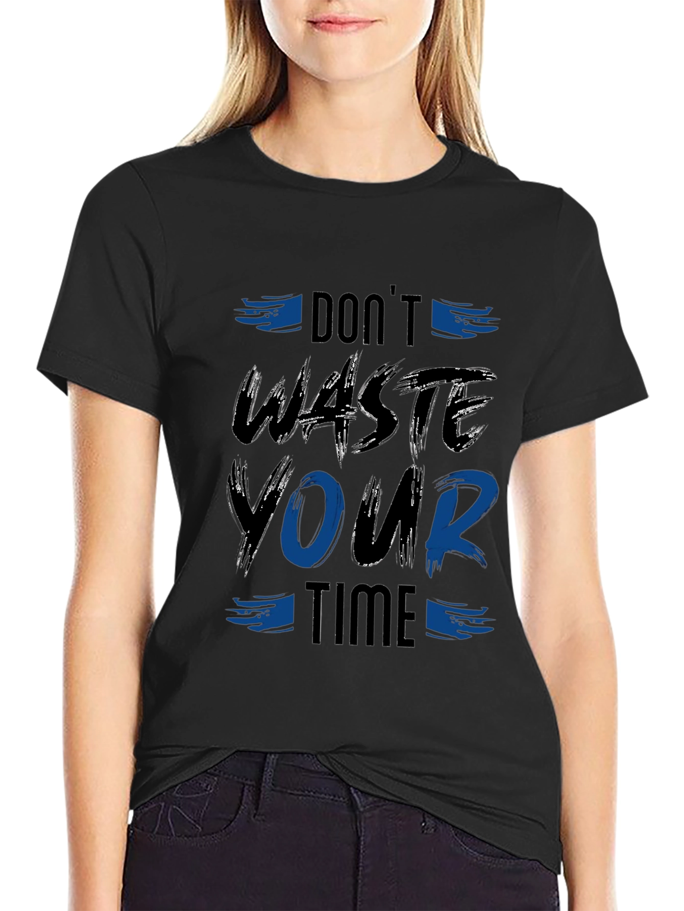 Dont Waste Your Time Graphic Tee - Black