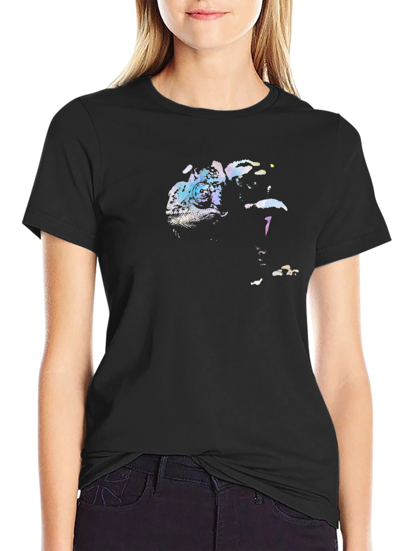 Abstract Chameleon Graphic T-Shirt - Unisex Black Tee