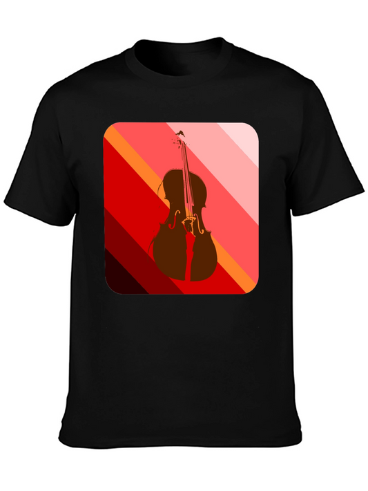 Abstract Cello Graphic Tee - Black