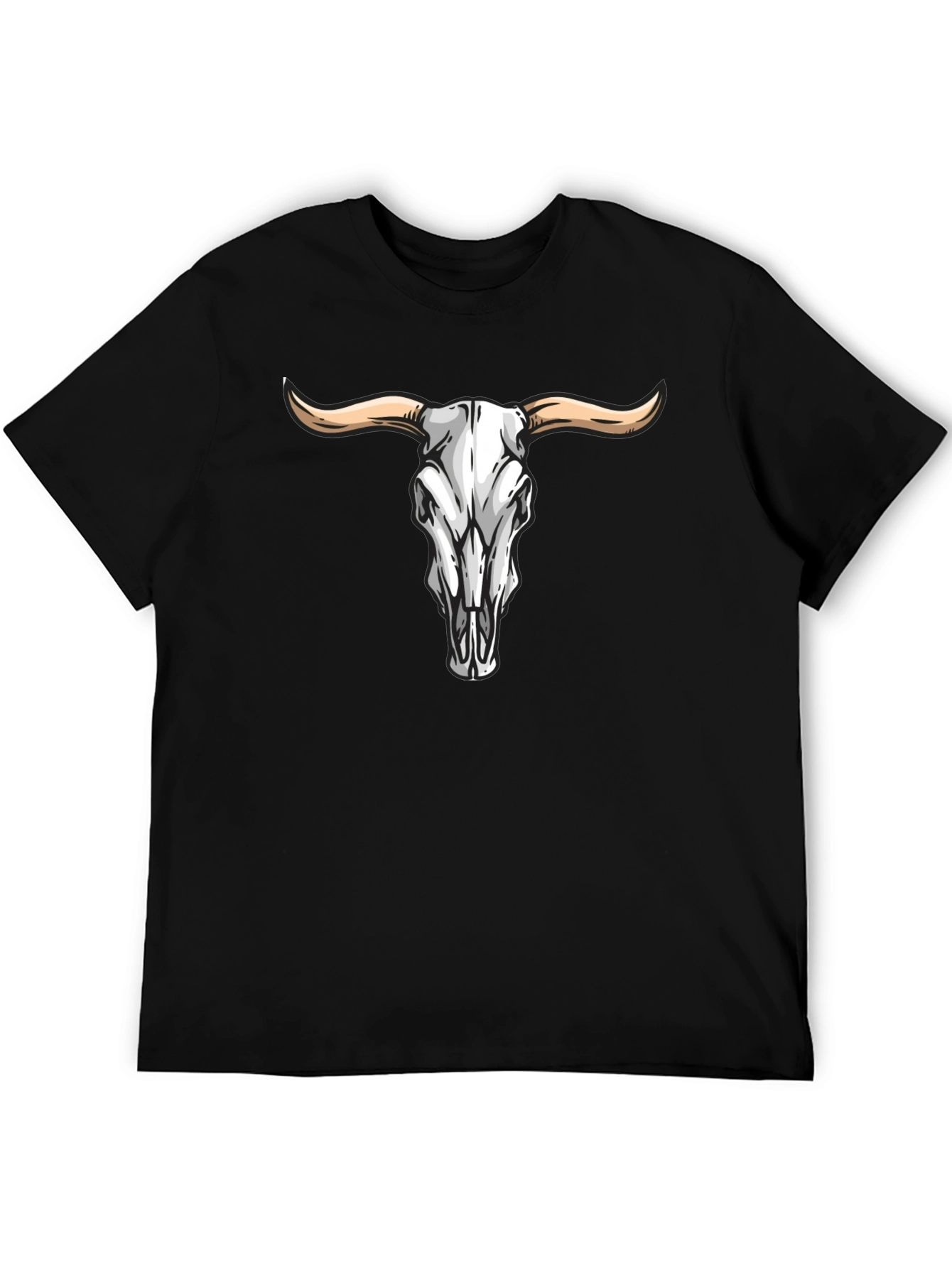 Bull Skull Graphic Tee - Western Style Black T-Shirt