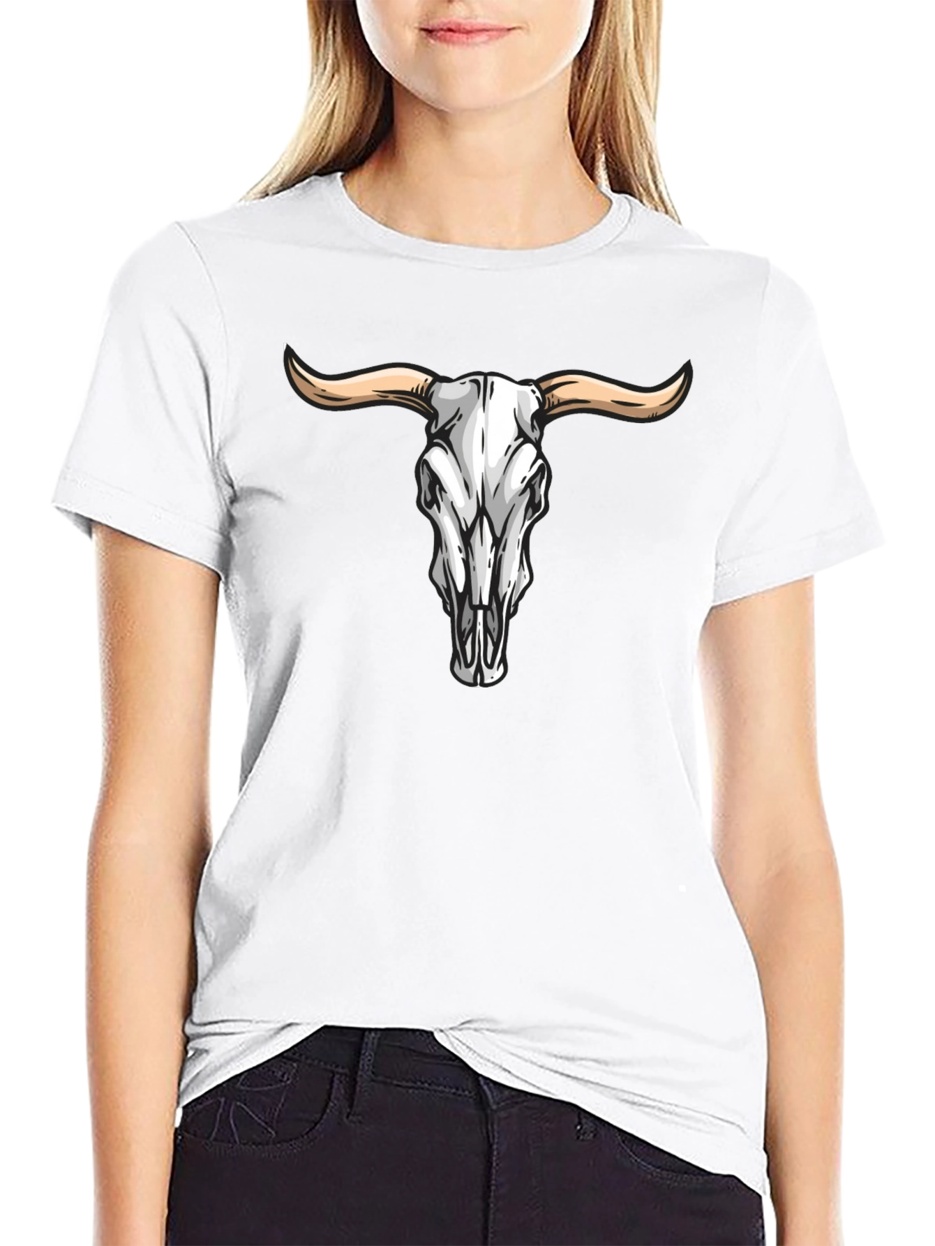 Bull Skull Graphic Tee - Western Style Black T-Shirt