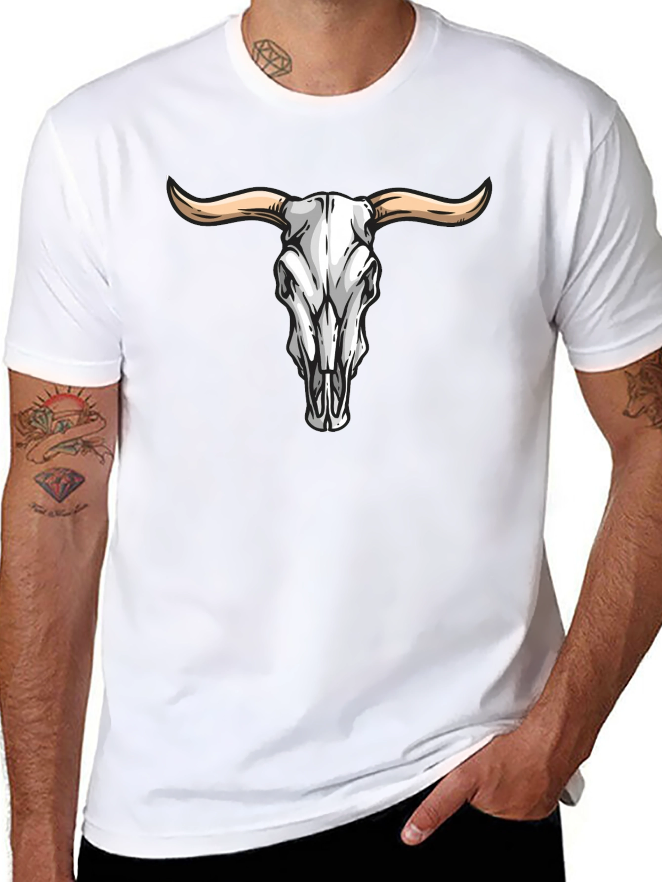 Bull Skull Graphic Tee - Western Style Black T-Shirt