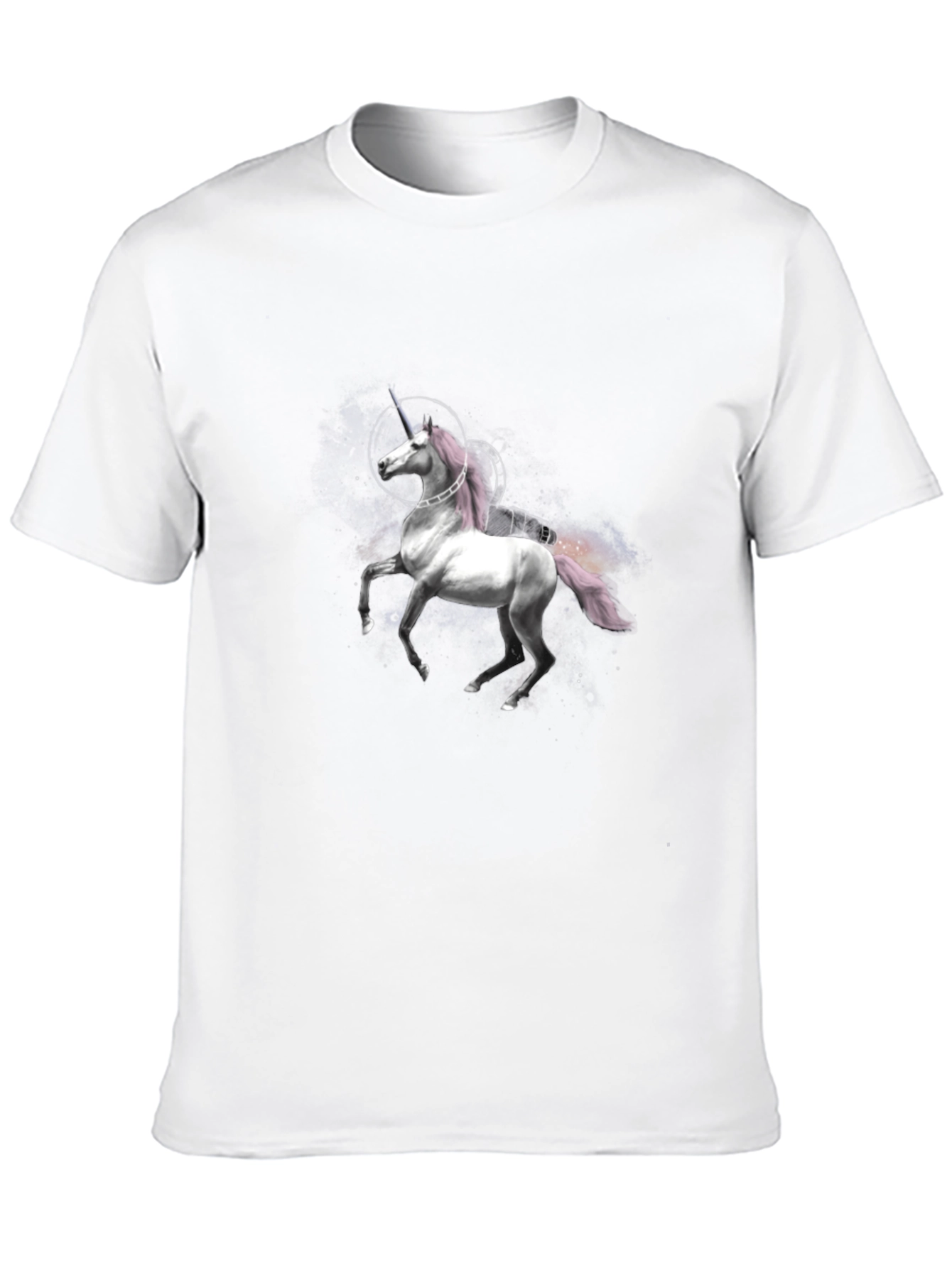 Unicorn Space Rocket Graphic Black T-Shirt