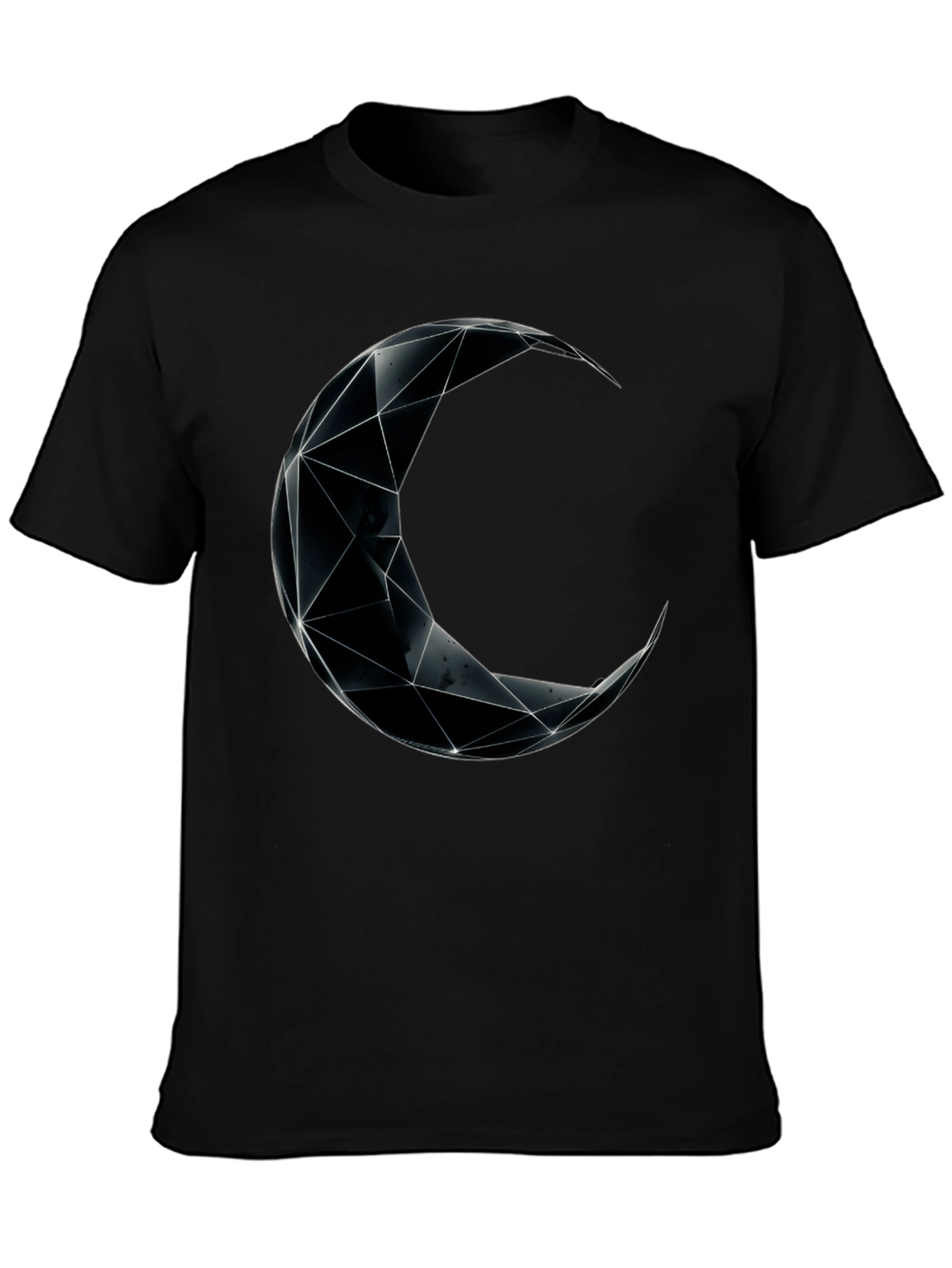 Geometric Moon Graphic Black T-Shirt