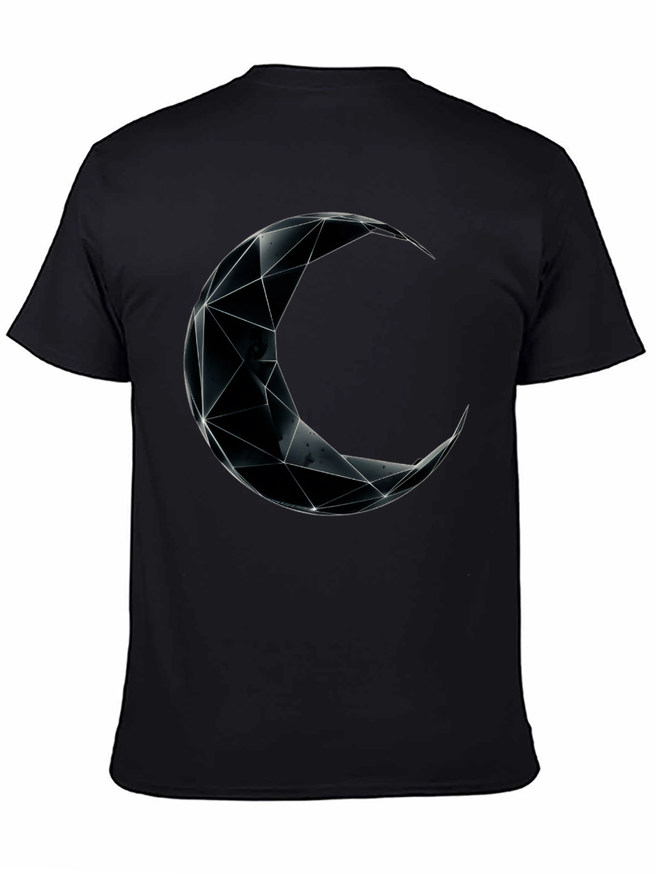 Geometric Moon Graphic Black T-Shirt