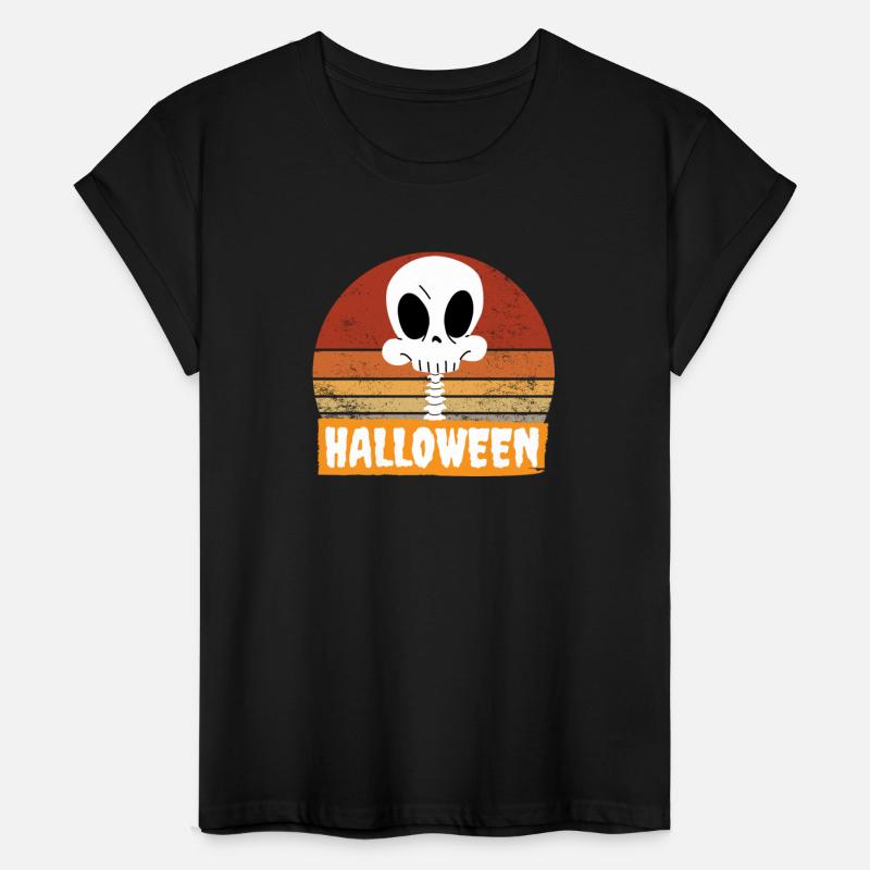 Halloween Funny Skeleton Head Retro Vintage Sunset
