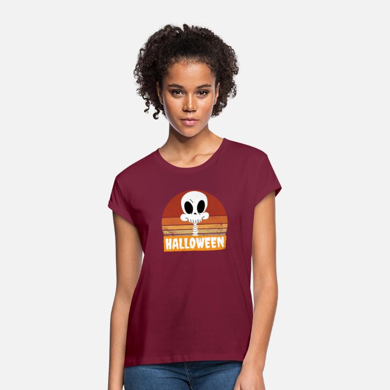 Halloween Funny Skeleton Head Retro Vintage Sunset