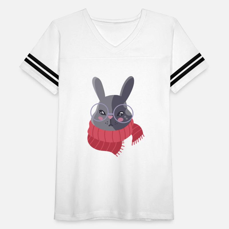 Hand drawn Winter Red Scarf Rabbit in glasses