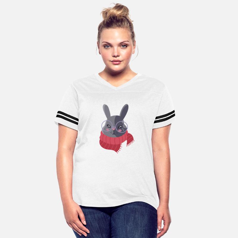 Hand drawn Winter Red Scarf Rabbit in glasses