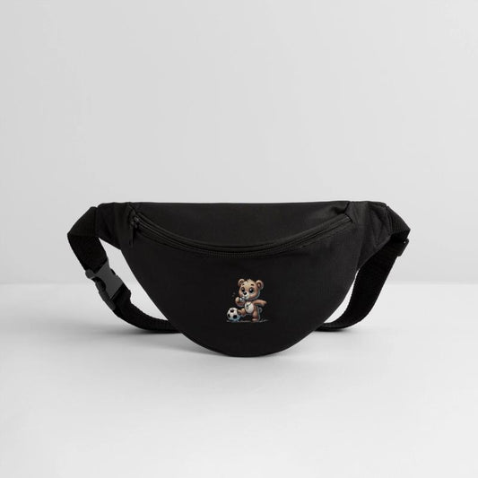 happy bear playing with a soccer ball