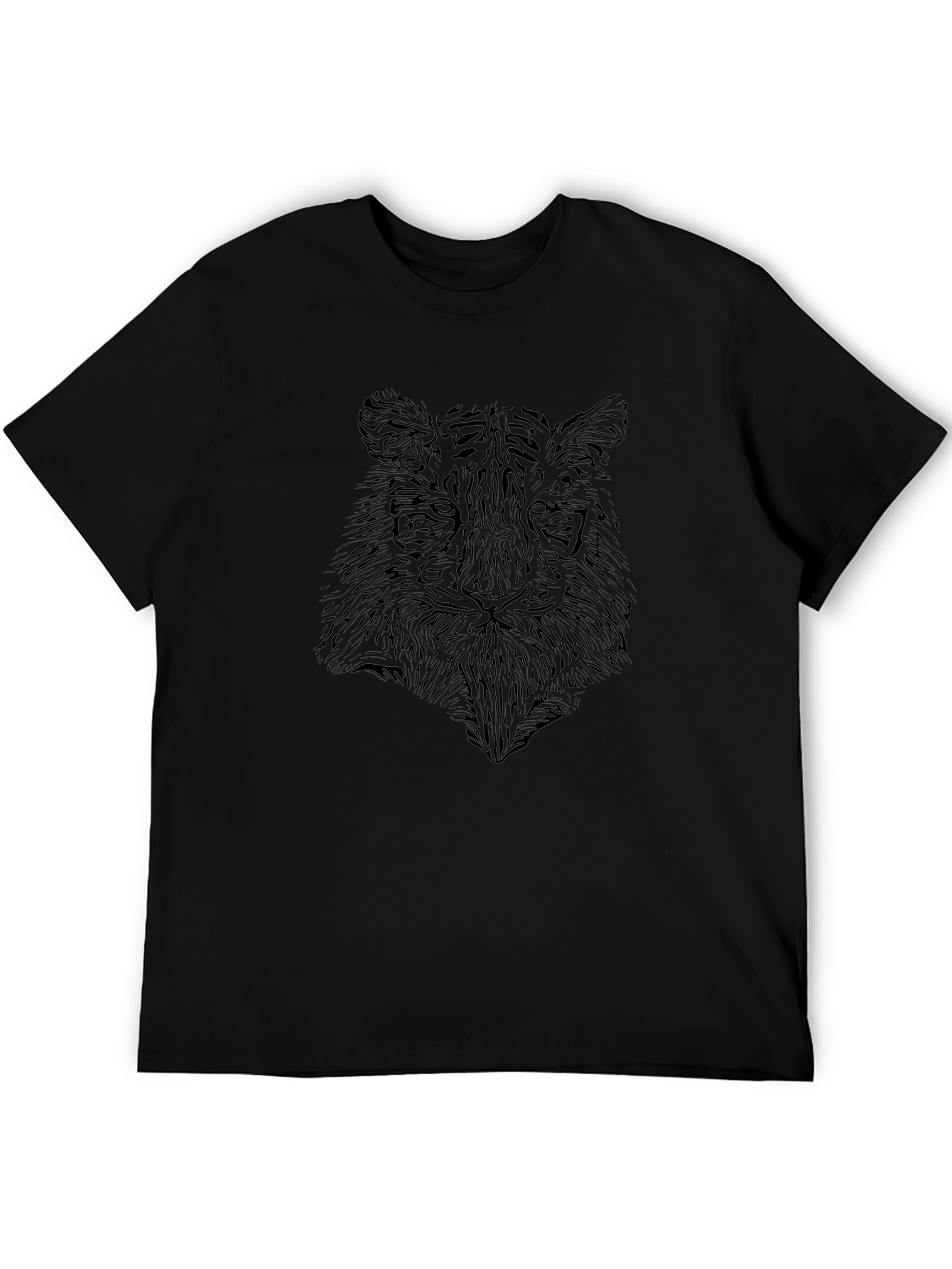 Abstract Tiger Print Black T-Shirt
