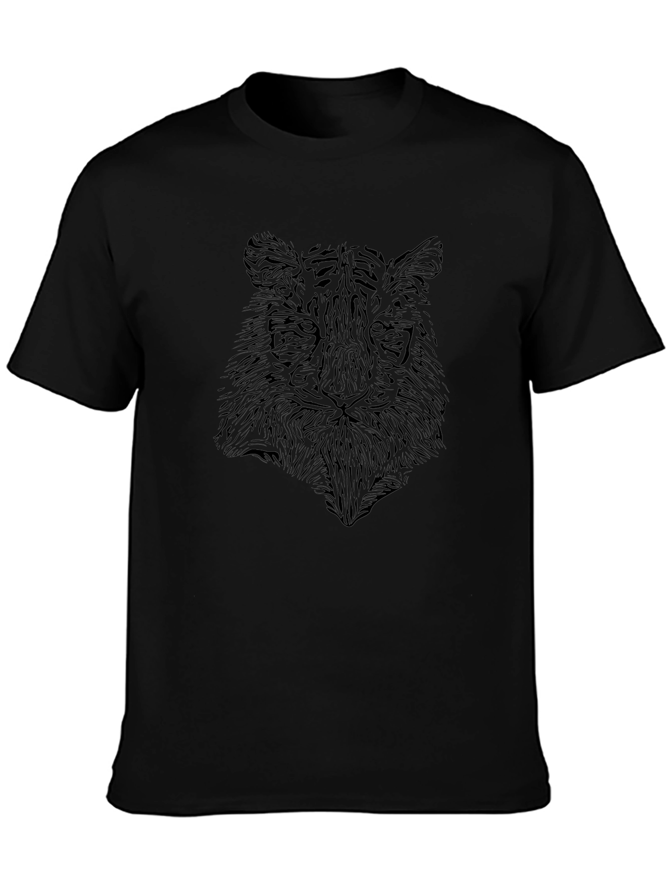 Abstract Tiger Print Black T-Shirt