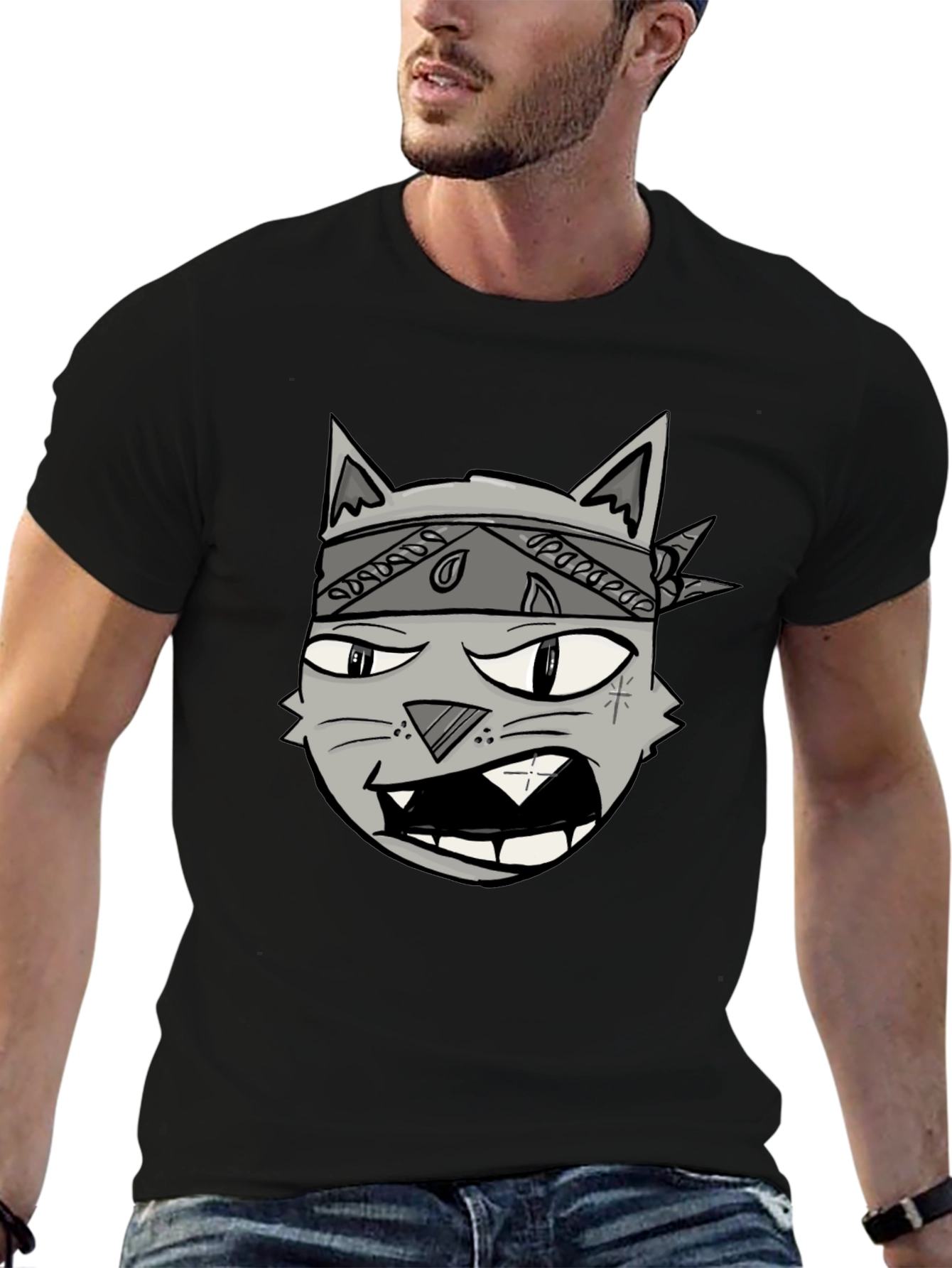 Gangster Cat Graphic Tee - Cool Cartoon T-Shirt