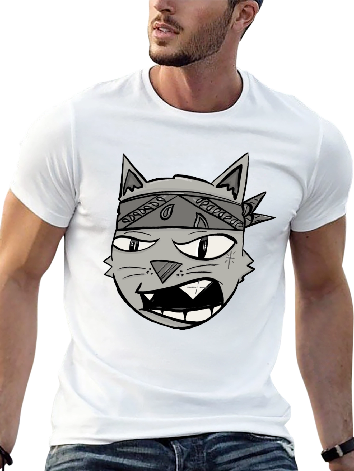 Gangster Cat Graphic Tee - Cool Cartoon T-Shirt