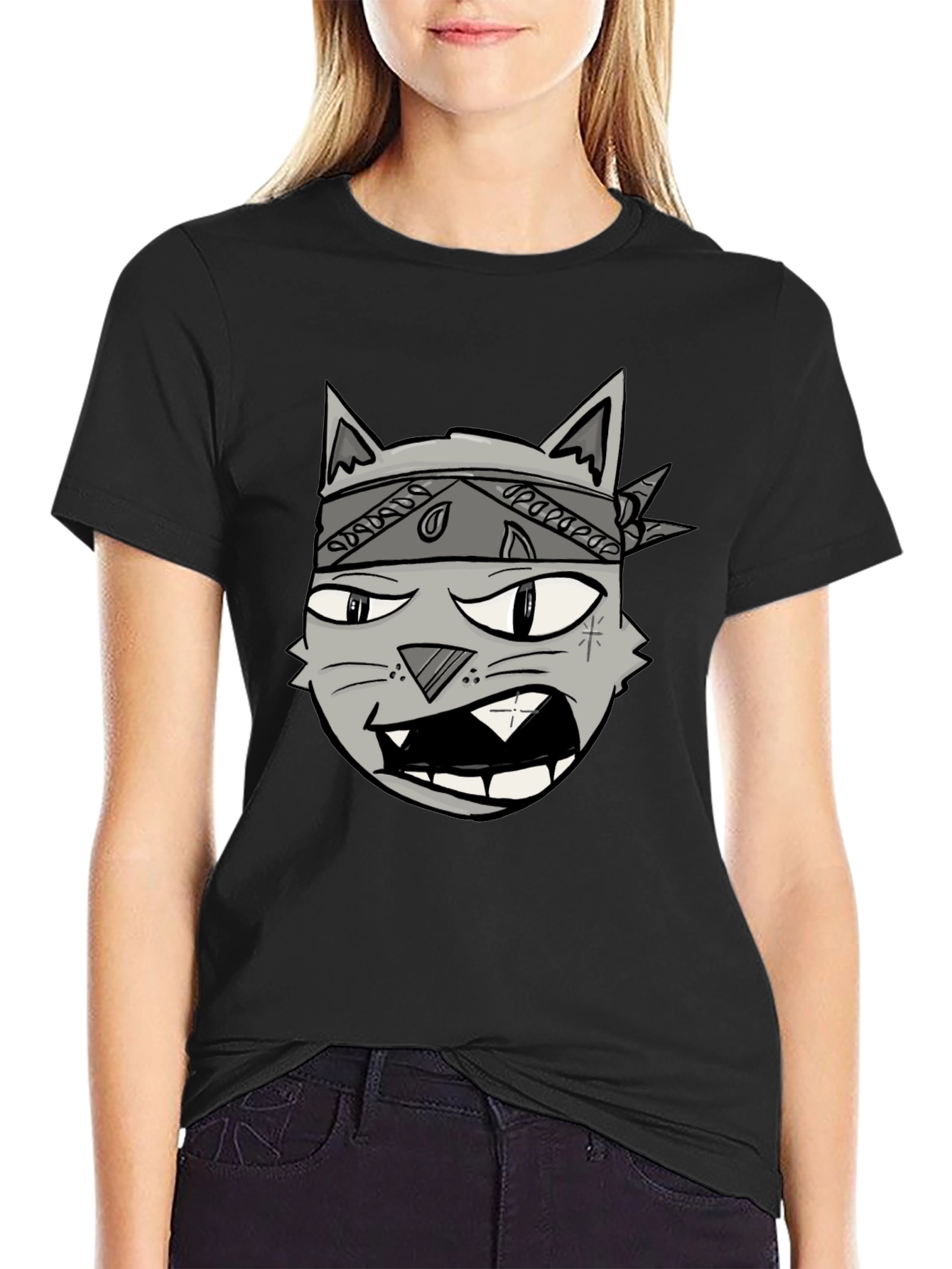 Gangster Cat Graphic Tee - Cool Cartoon T-Shirt