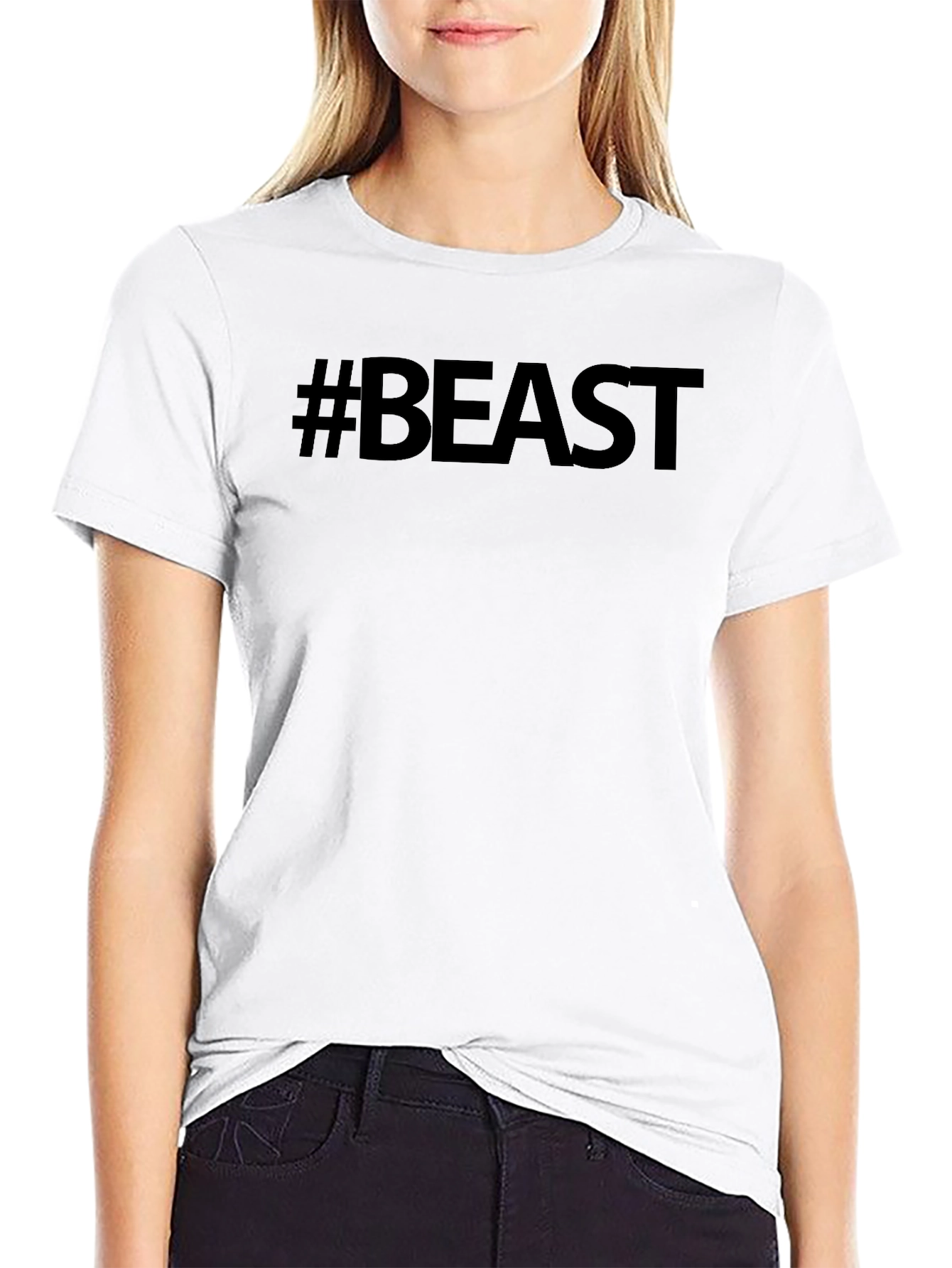 #Beast Black Cotton Graphic Tee - Mens Style