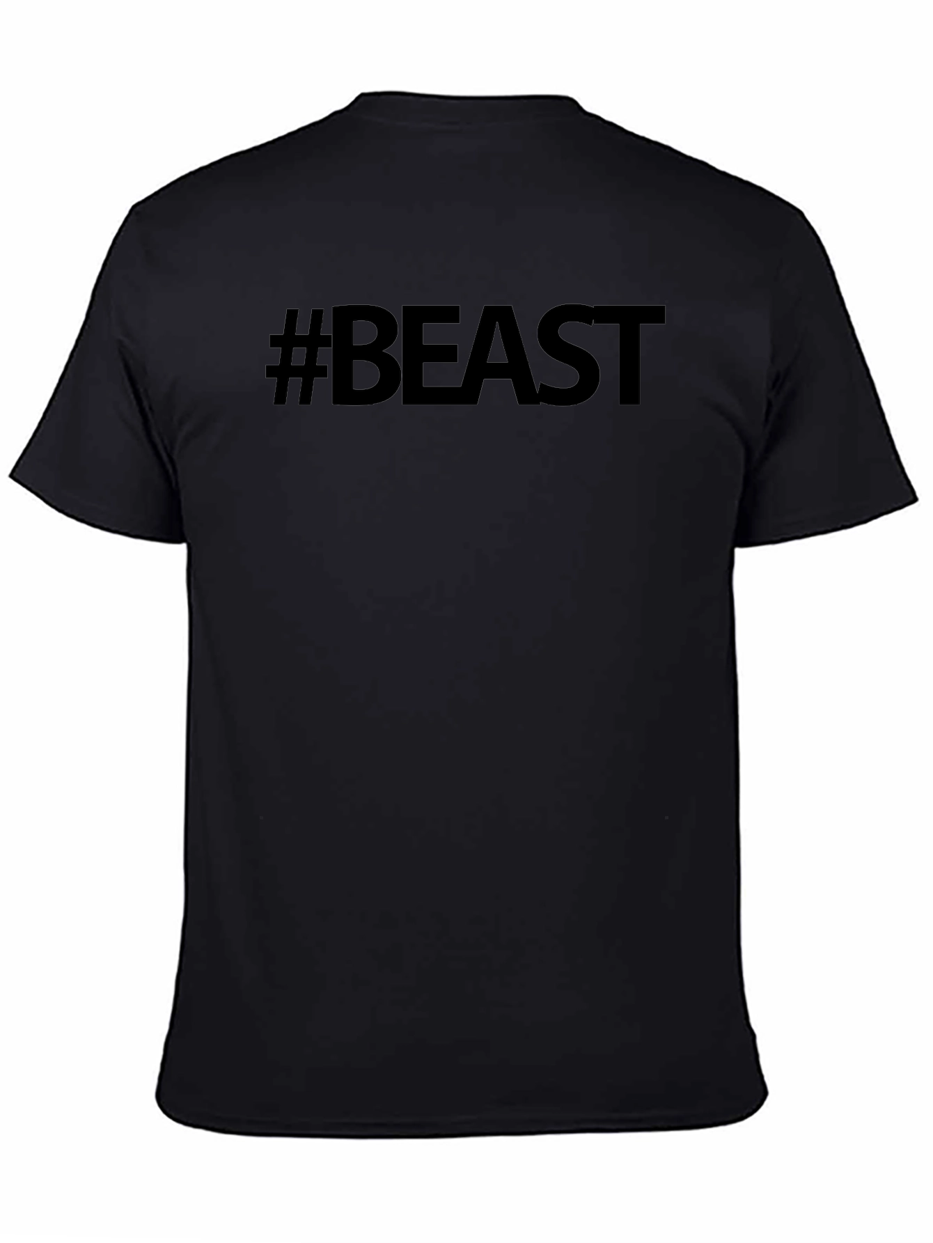 #Beast Black Cotton Graphic Tee - Mens Style
