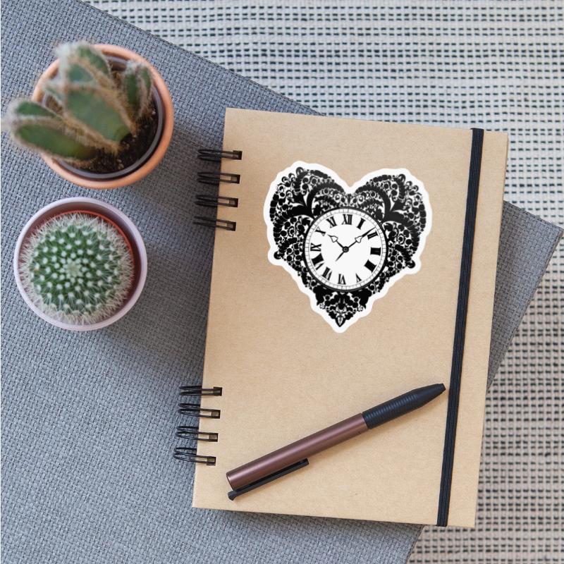 Heart clock black and white
