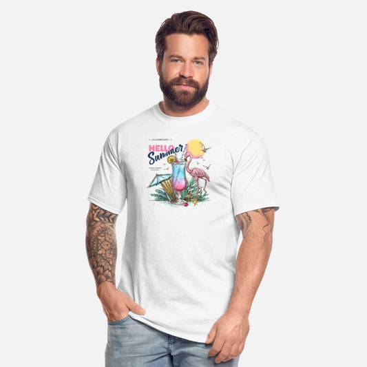 Hello Summer Flamingo & Cocktail T-Shirt